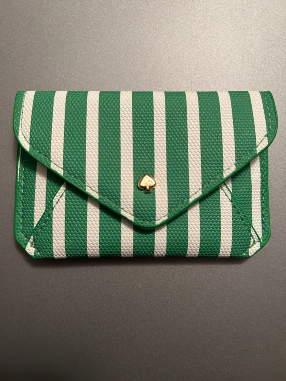 Kate Spade Green & White Striped Envelope Wallet